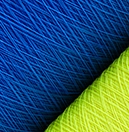 blue and yellow fibers on reels