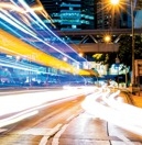 Highway view headlights from fast moving vehicles