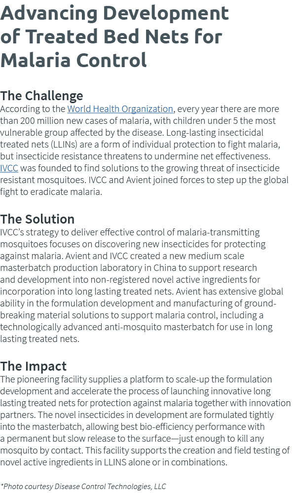 Advancing Development of Treated Bed Nets for Malaria Control  The Challenge According to the World Health Organizati   